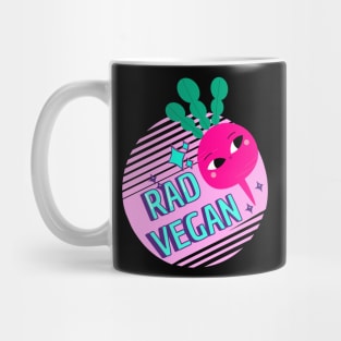 Rad Cool Radish Vegetable Vegan Pun Vaporwave Mug